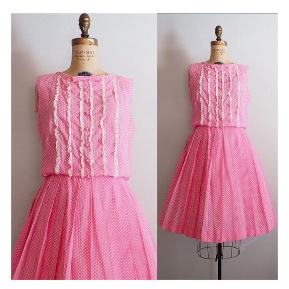 JONATHAN LOGAN Late 1950’s Early 60’s pink polka dot dress - Picture 2 of 6